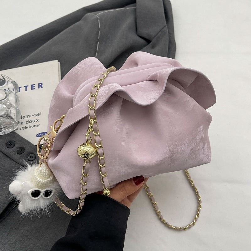 Cloud Trendy Pleated Chain Bag Clip Mouth Shoulder Messenger Bag Underarm Women's