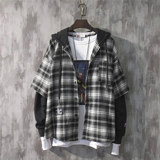 Men's Fashion Personality Plaid Shirt Sweater