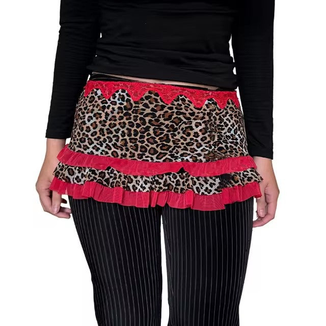 Leopard Print Sexy Hot Girl Skirt Low Waist Fashion Casual