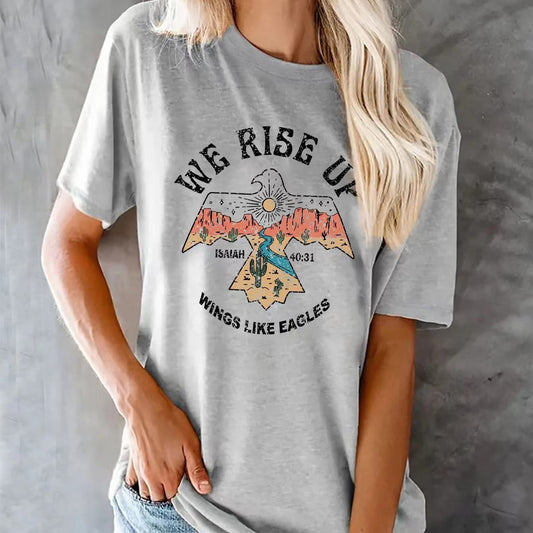 WE RISE UP Letter Print T-shirt Women's Short Sleeve