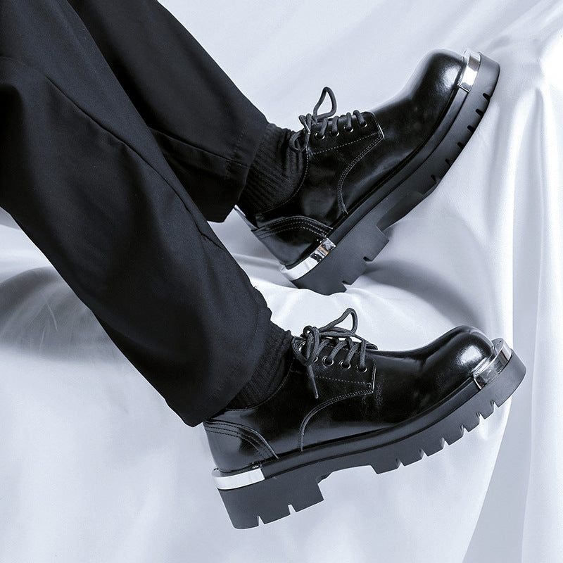Fashionable Thick-Soled Height-Boosting Men's Leather Shoes