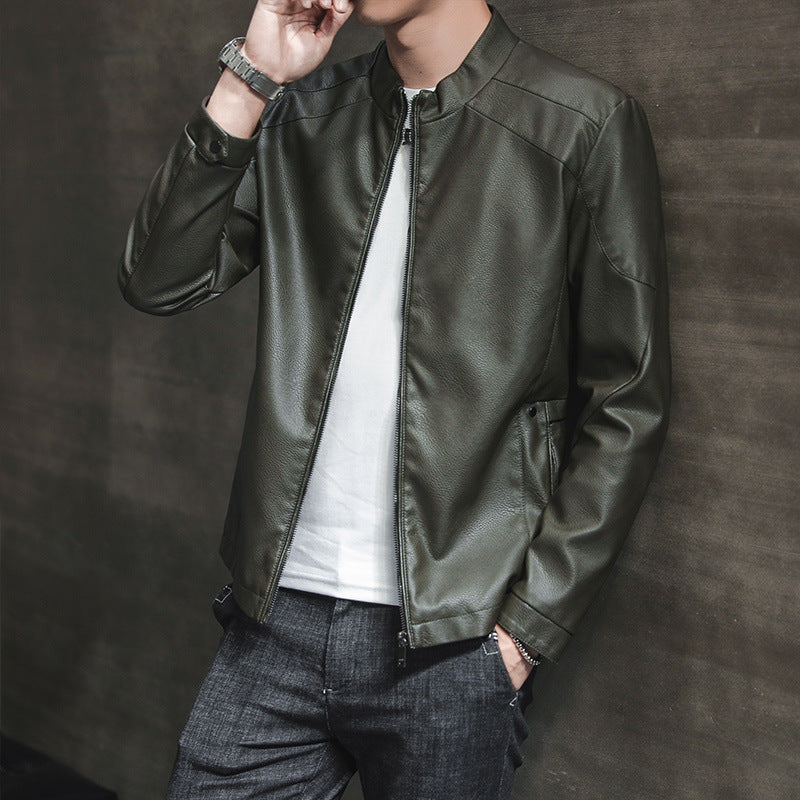 Fashion Men's Leather Coat Youth Trendy