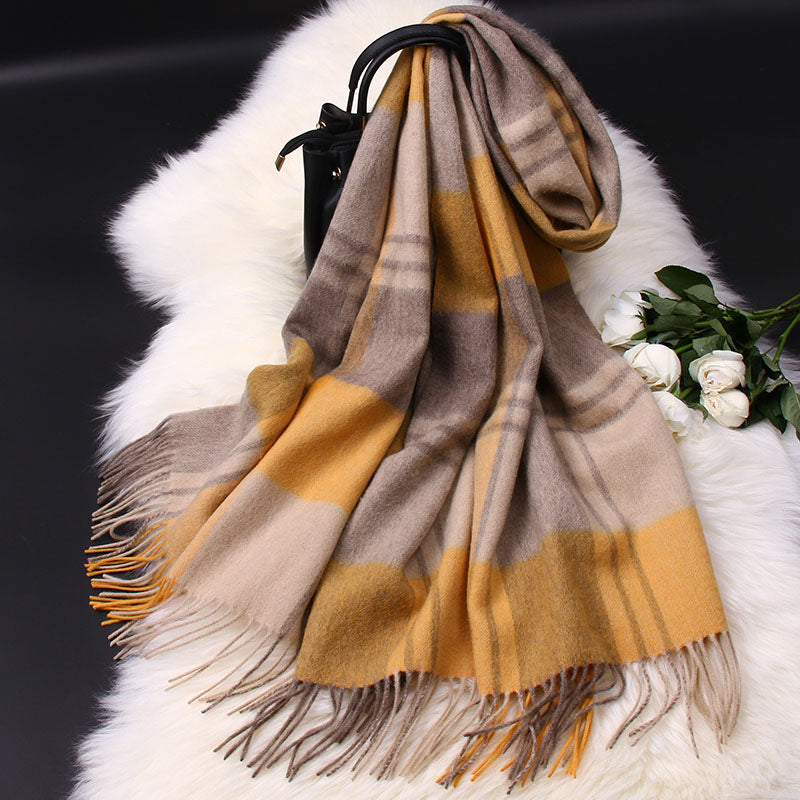 Plaid Scarf Women Wild 100 Wool British Bib Shawl