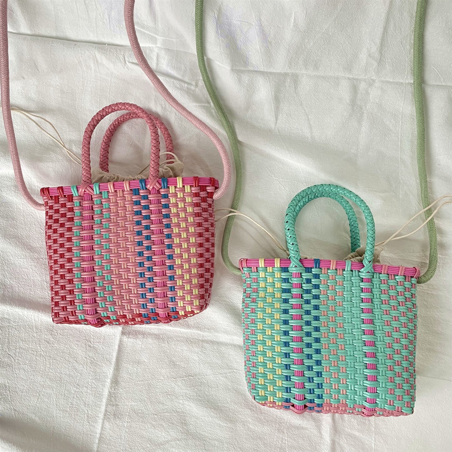 PVC Straw Woven Bag Pure Handmade Clash Of Colors
