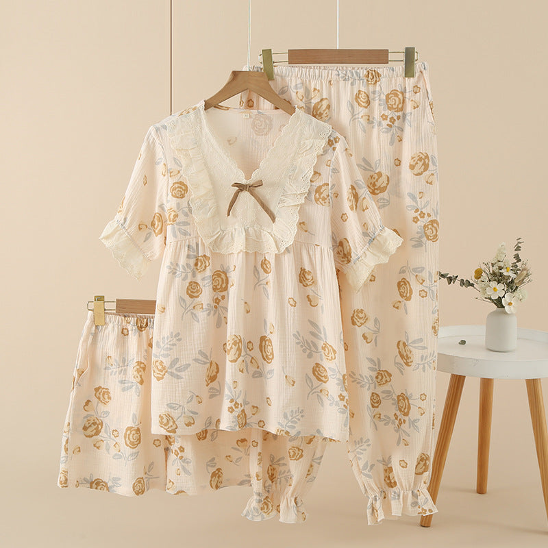 Women's Crepe Cotton Yarn Fashion Three-piece Set