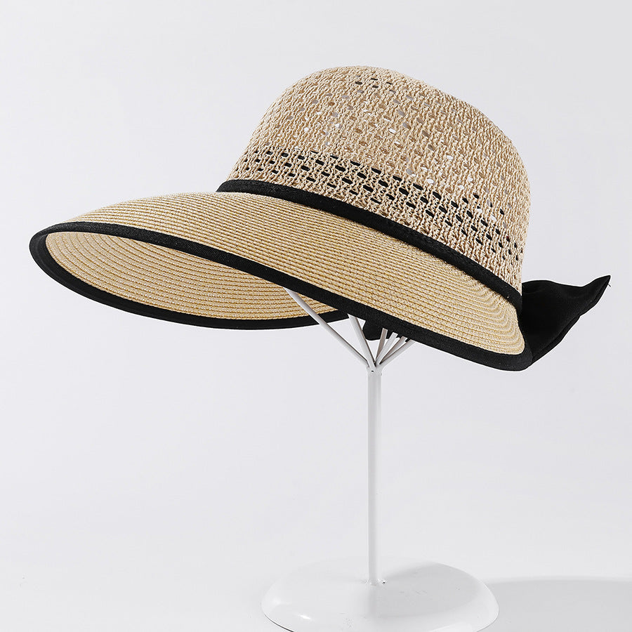 Simple And Casual Bow Tie Face Protection Sun Hat