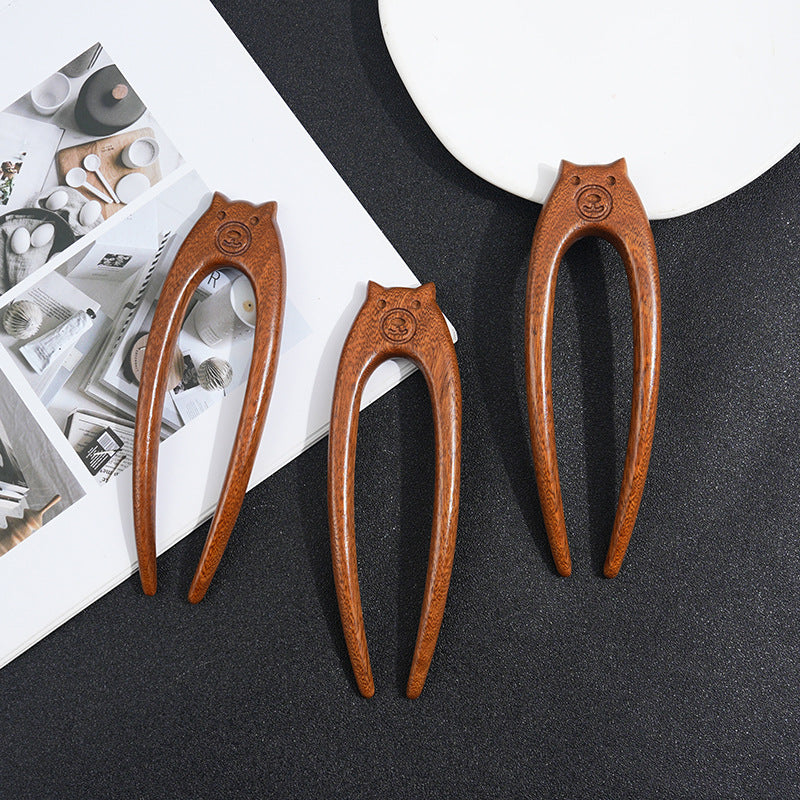 Wooden Women's Chinese Style Headdress Animal Hairpin