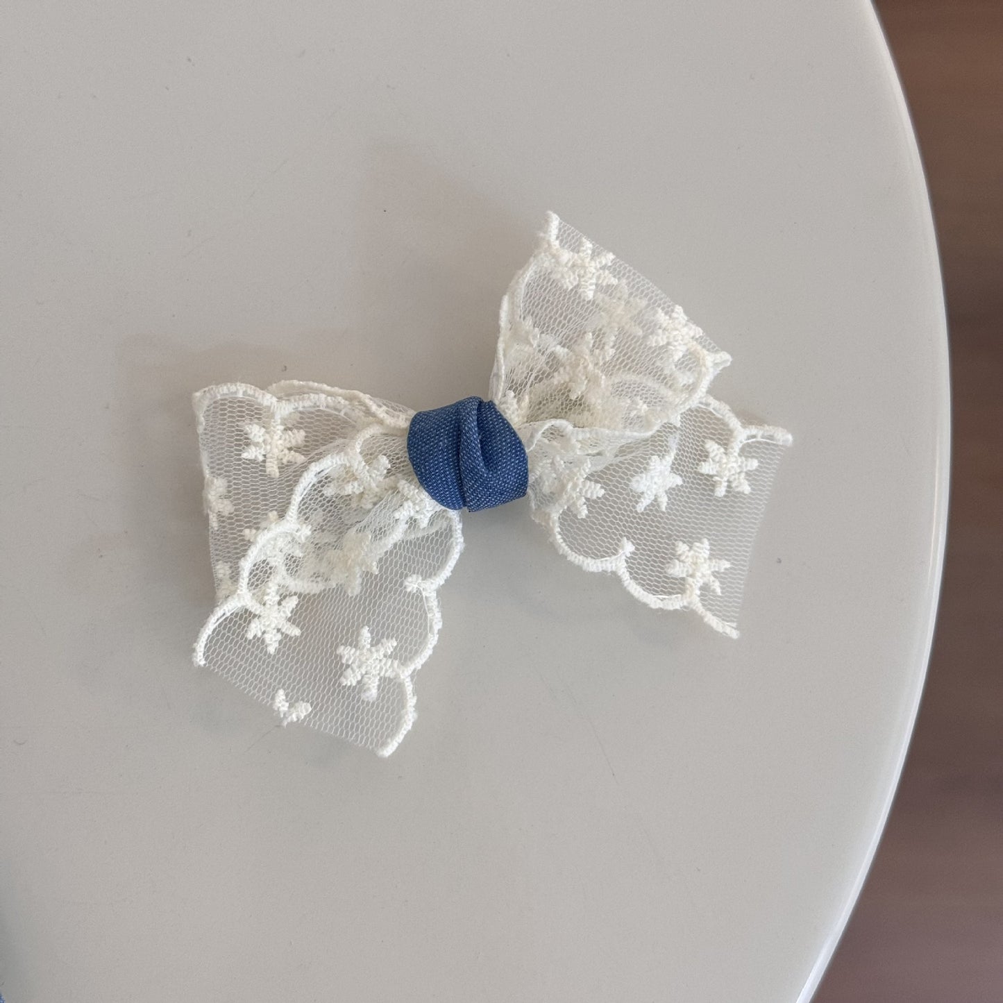 Lace Denim Blue Bow Barrettes Hairpin
