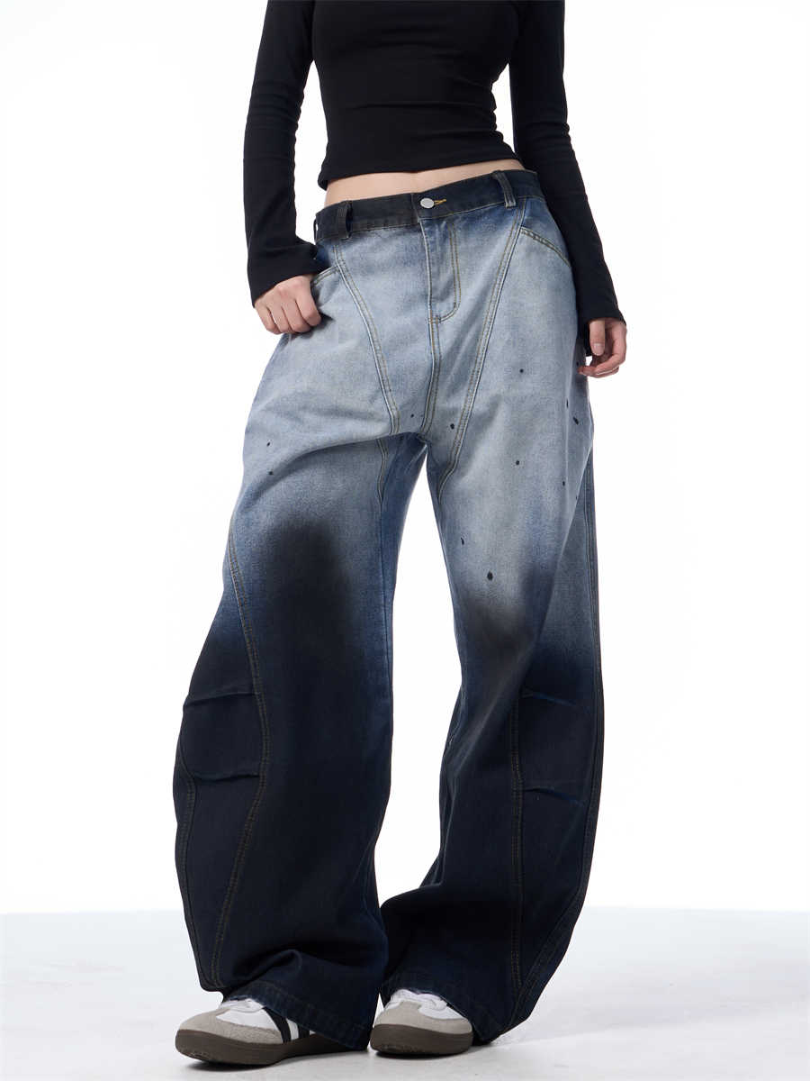 Gradient Tie-dye Machete Jeans Brede Benbukser til Kvinder