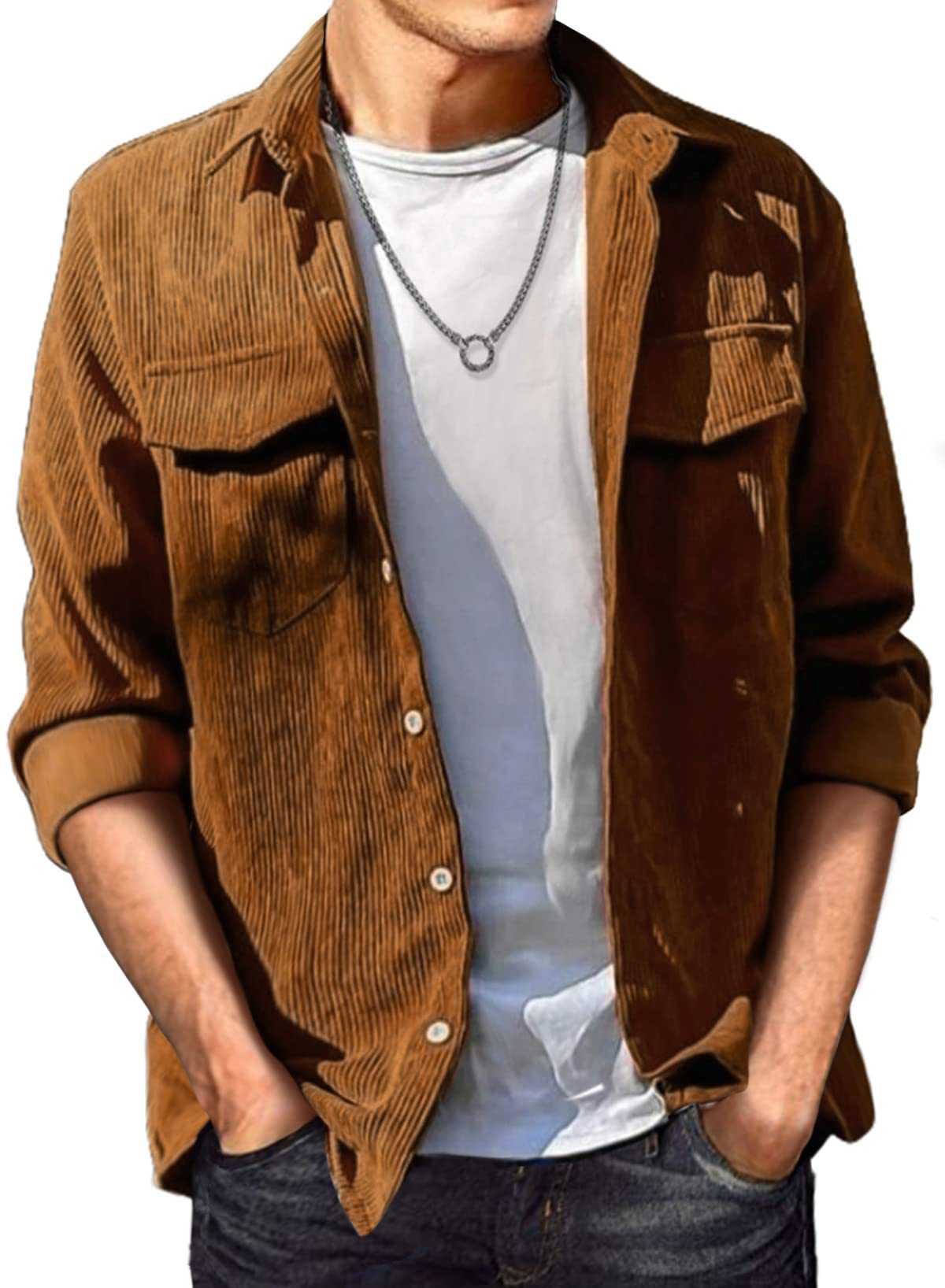 Solid Color Lapel Loose Long-sleeved Shirt
