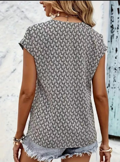 Women's Casual Style Printed Batwing Sleeve T-shirt