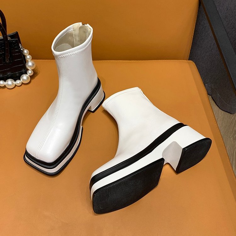 Korean Style All Match Retro Thick Heel Short Boots