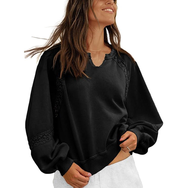 Dame Sweatshirt Afslappet V-hals Blonde Sweater