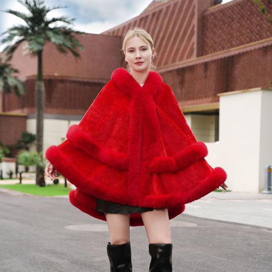 Fur Knitted Solid Color Cheongsam Formal Dress Outer Shawl