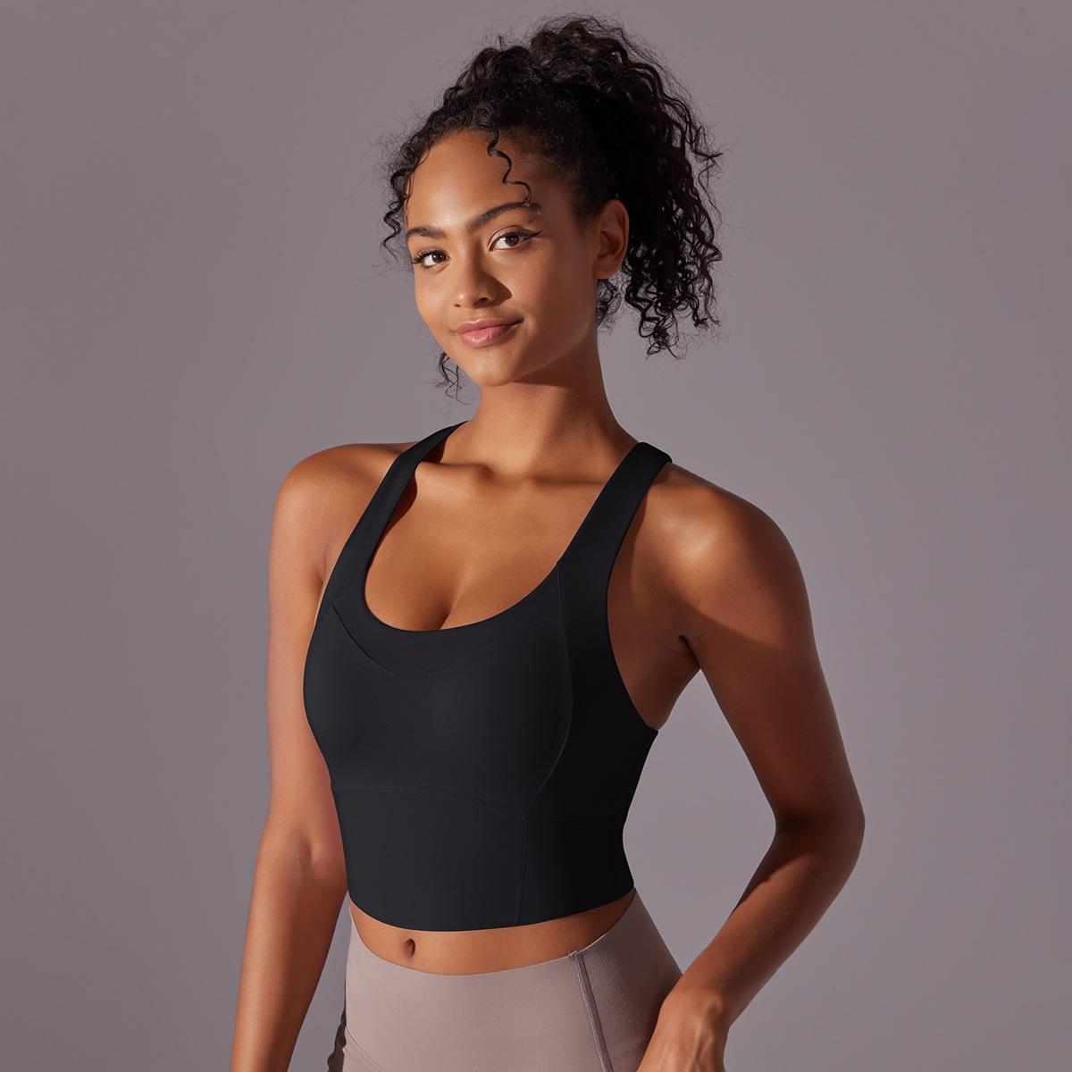 Nude Feel Pure Color Seamless One-piece Cup Vest Cross