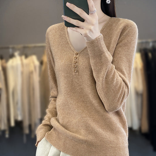 Women's Long-sleeved Sweater Top With Tie Buckle