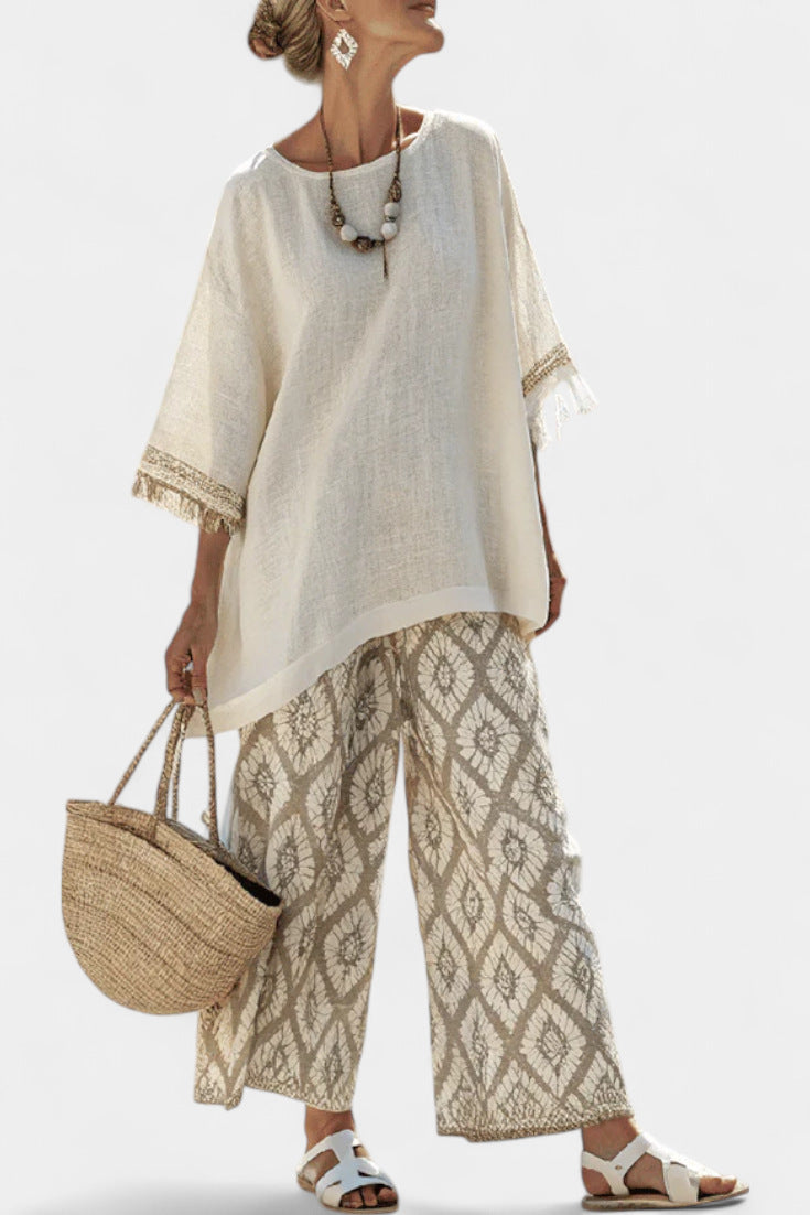 Plus-size Loose Casual Womens Beach Two-piece Set