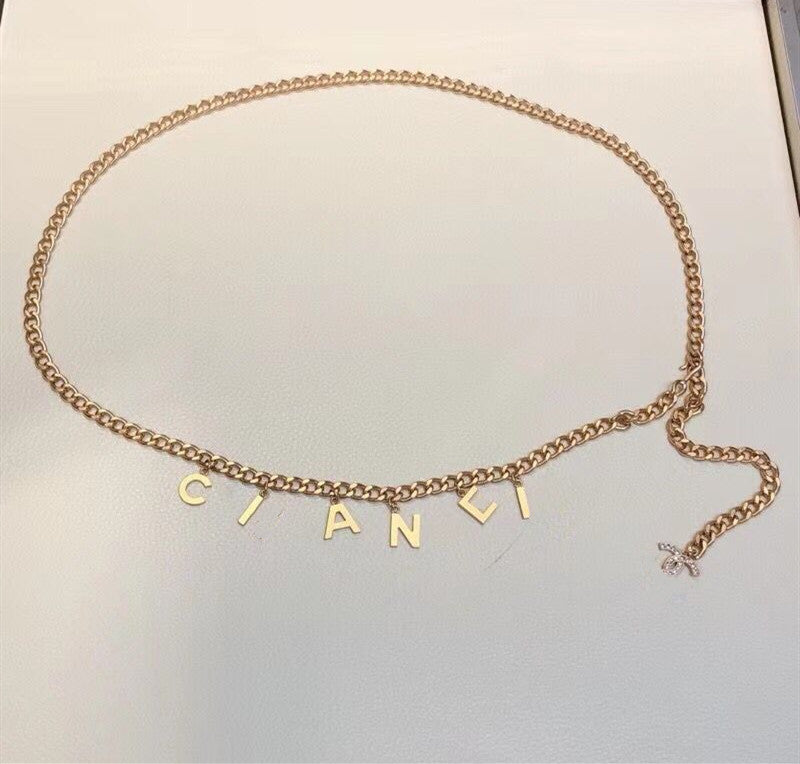 Vintage Metal Small Letter Chain Belt
