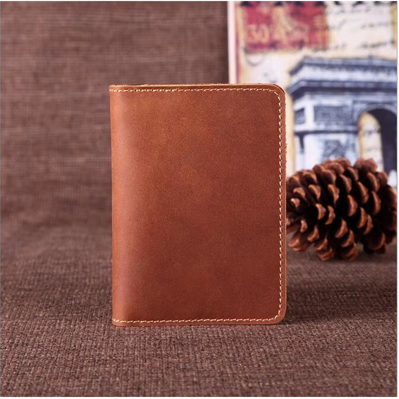 New 2022 Genuine Leather Passport Wallet Vintage Cow Leather Passport Cover Unisex Wallet Credit Card Holder Travel Wallet
