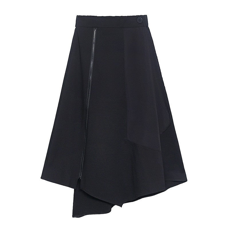 Women's Asymmetric High Waist Zip Split Skirt