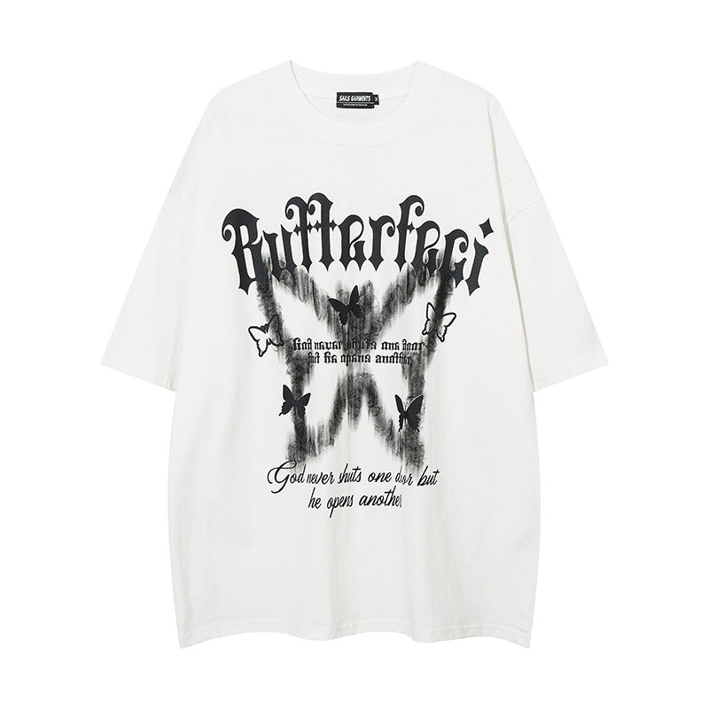 American High Street Butterfly Printed T-shirt For Men And Women