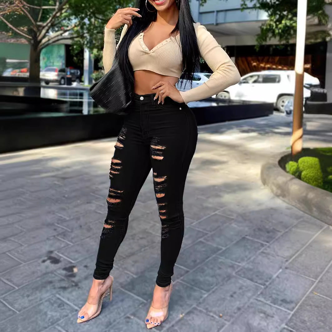 New Ripped Black Jeans For Women