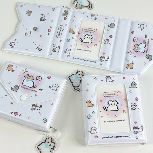 Ins Cute Pixel Style Kitten Card Storage Case
