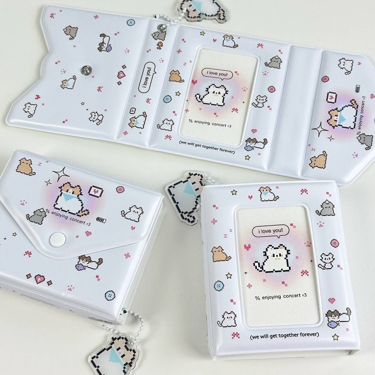 Ins Cute Pixel Style Kitten Card Storage Case