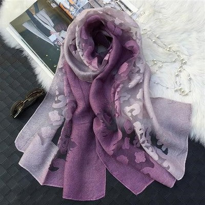Gradient Cut Flower Organza Lace Scarf