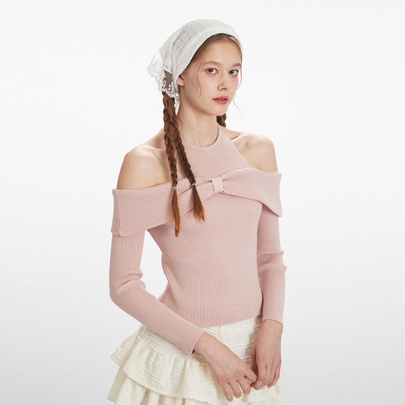 Off-neck High-end Design Pure Style Sweater