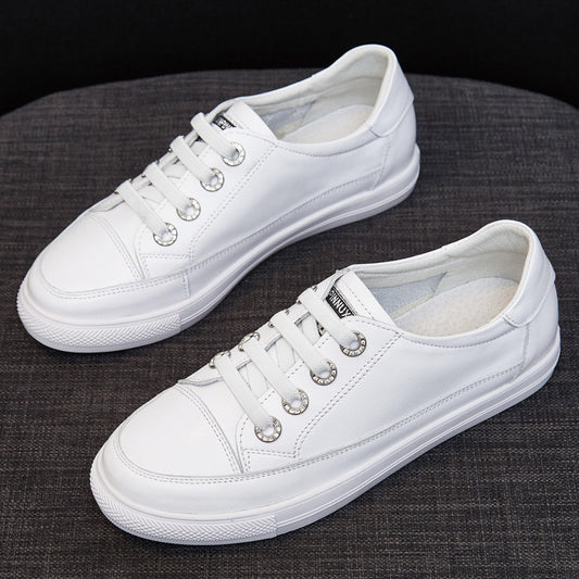 Ægte Læder Flad Bund 41-43 Fuld Læder Store Casual Damesko Trend