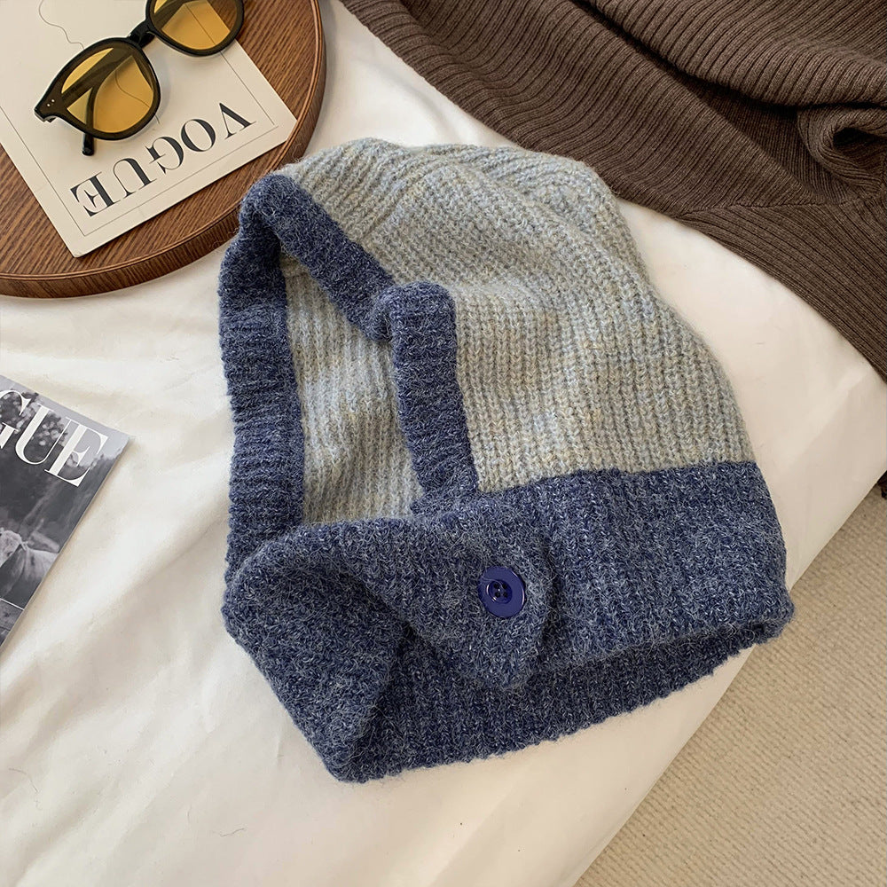 Autumn And Winter Warm Scarf Integrated Ear Protection Knitting Cold-proof Woolen Cap
