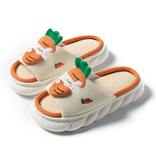 Thick Toe Linen Female PVC Slippers