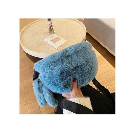 Women's Fashion Shoulder Fur Messenger Bag