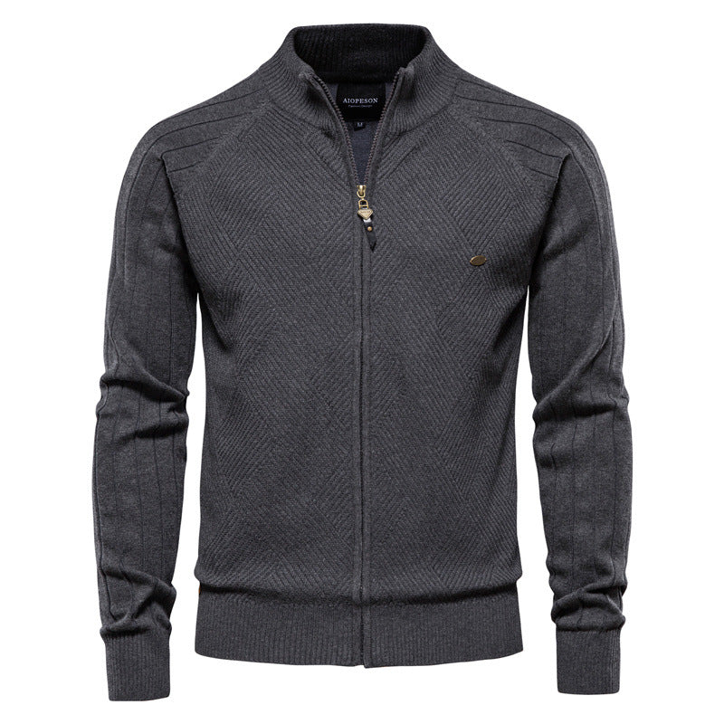 Autumn Cross-border Men's Cardigan New Men's Solid Color