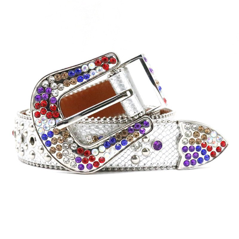Fashion Men's Rhinestone Snake Belt Handmade
