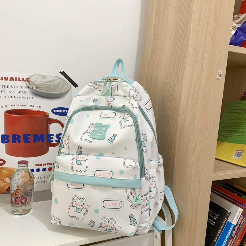 Cute Schoolbag Girl Cartoon Girl Hit Color