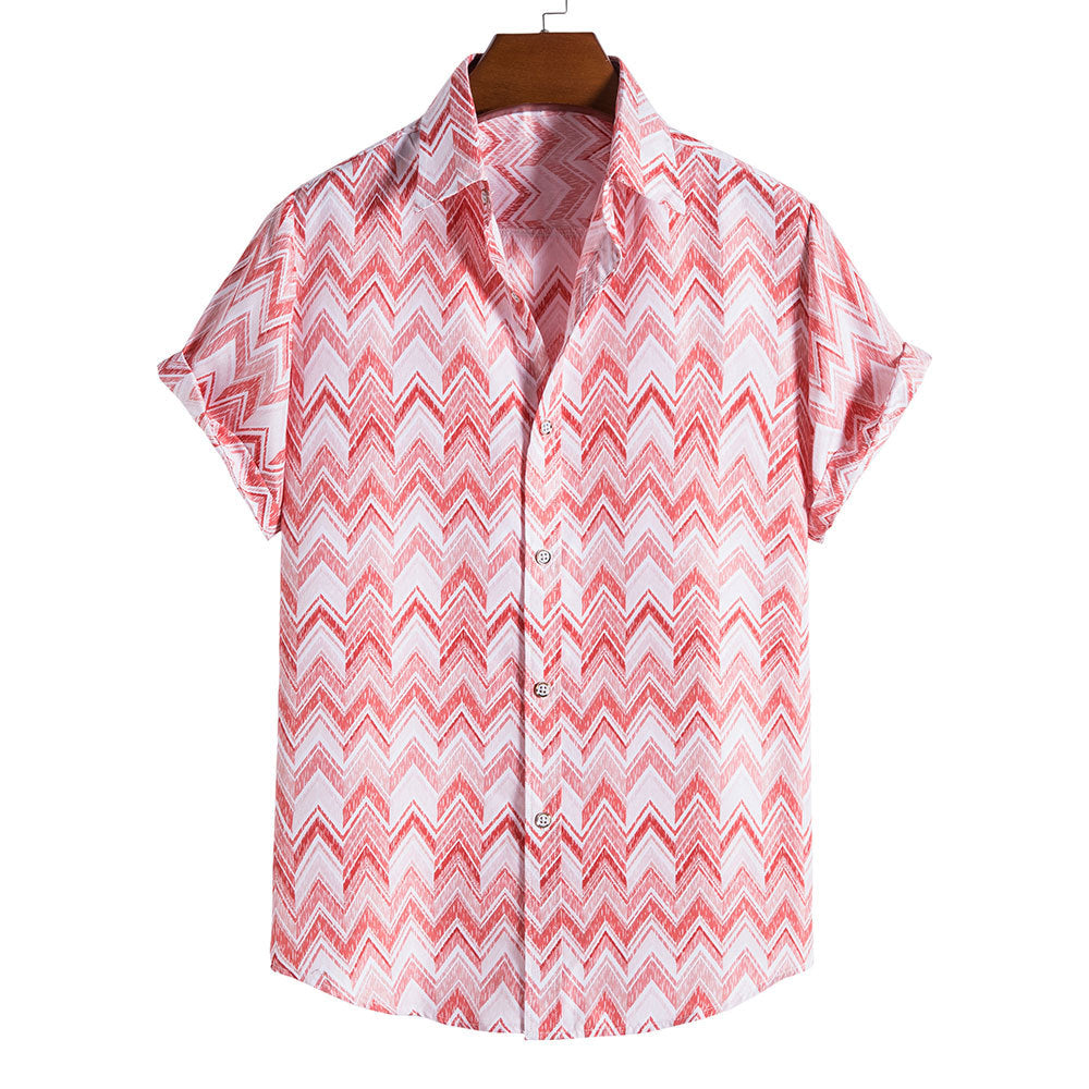 Men's Casual Short Sleeved Floral Shirt