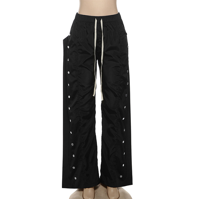 High Waist Breathable Breasted Loose Cargo Pants