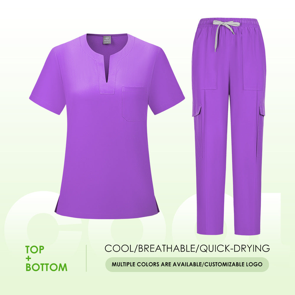 V-neck Two-piece Medical Work Uniform