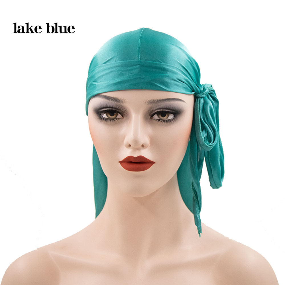 Unisex Satin Hovedbeklædning med Lang Hale  Strækbar Pirathat Og Hip Hop Turban til Mænd Og Kvinder, Elastisk Bandanahue til Kostume Og Mode