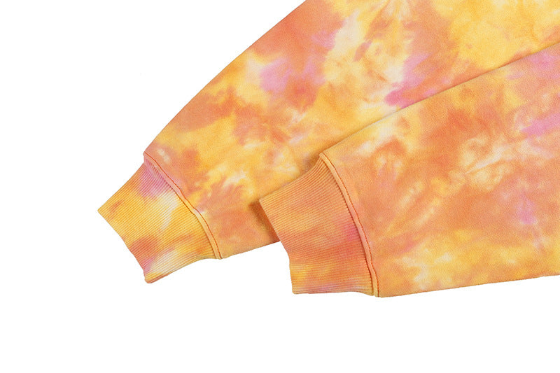 Tie-dye Print Oversize Bear Print Crew Neck Sweatshirt