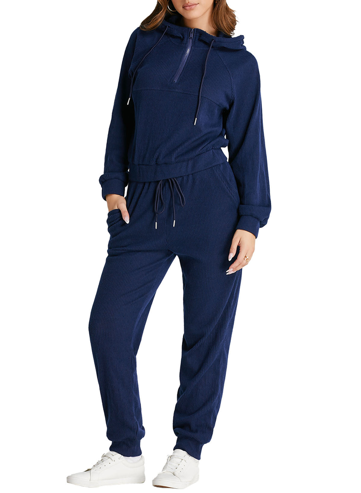 Sports Autumn And Winter Trousers Two-piece Solid Color Casual Sportswear