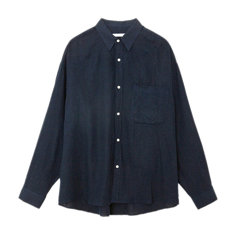 Solid Color Long Sleeve Linen Shirt Youth Shirt Coat