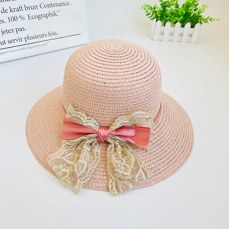 Women's Summer Outdoor Vacation Shade Bow Straw Hat