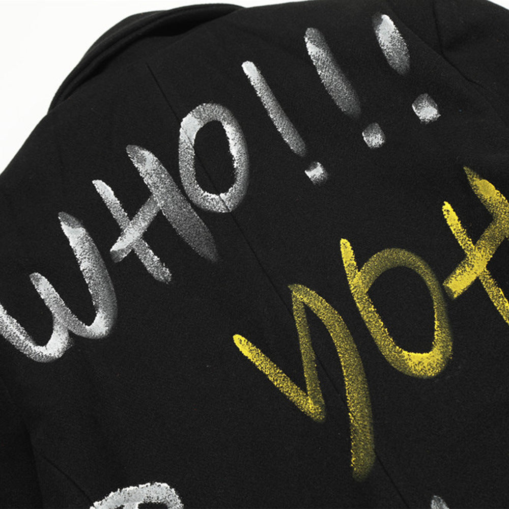 Graffiti Letters Printed Trench Coat Men