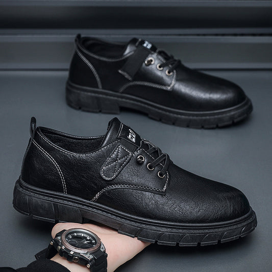 Steget Med Små Læderstøvler Business Casual Lædersko Mænd