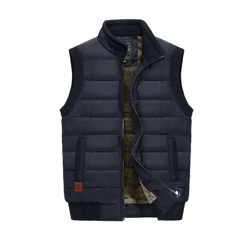 Men's Fleece-lined Thickened Casual Stand Collar Pocket Vest
