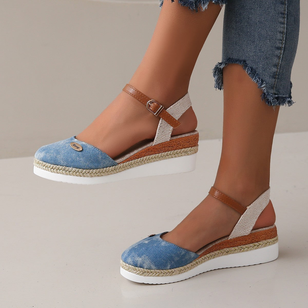Women's Platform Wedge Lightweight Hemp Rope Sandals