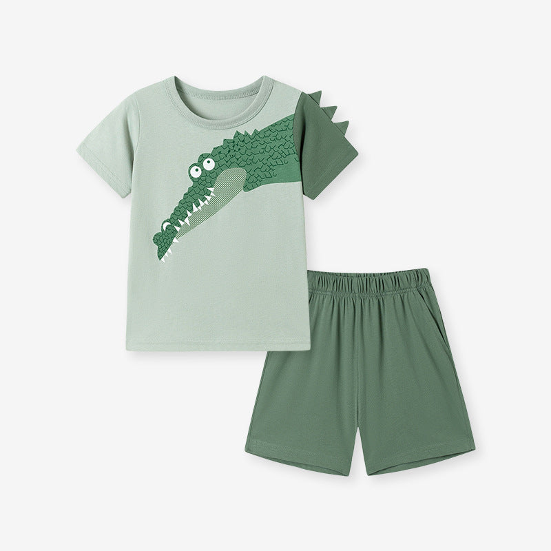Cartoon Short-sleeve T-shirt And Shorts Childrens Clothing Set